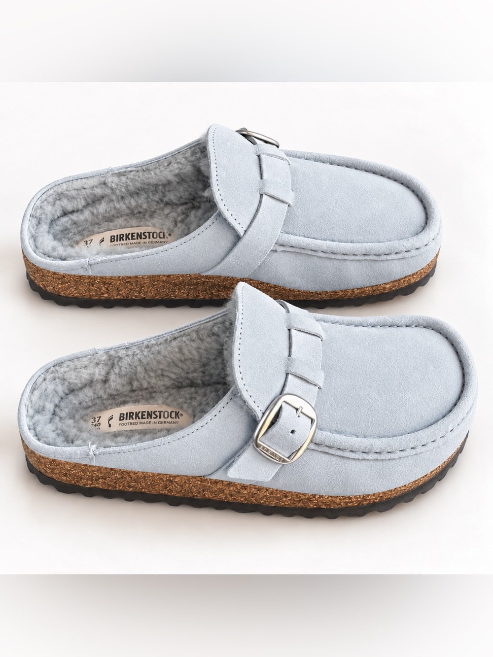 Birkenstock Buckley Shearling Clogs Dusty Teal EU 37 NIB